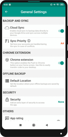 Android black settings